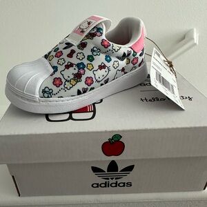Adidas Kids Hello Kitty White and Pink Shoes